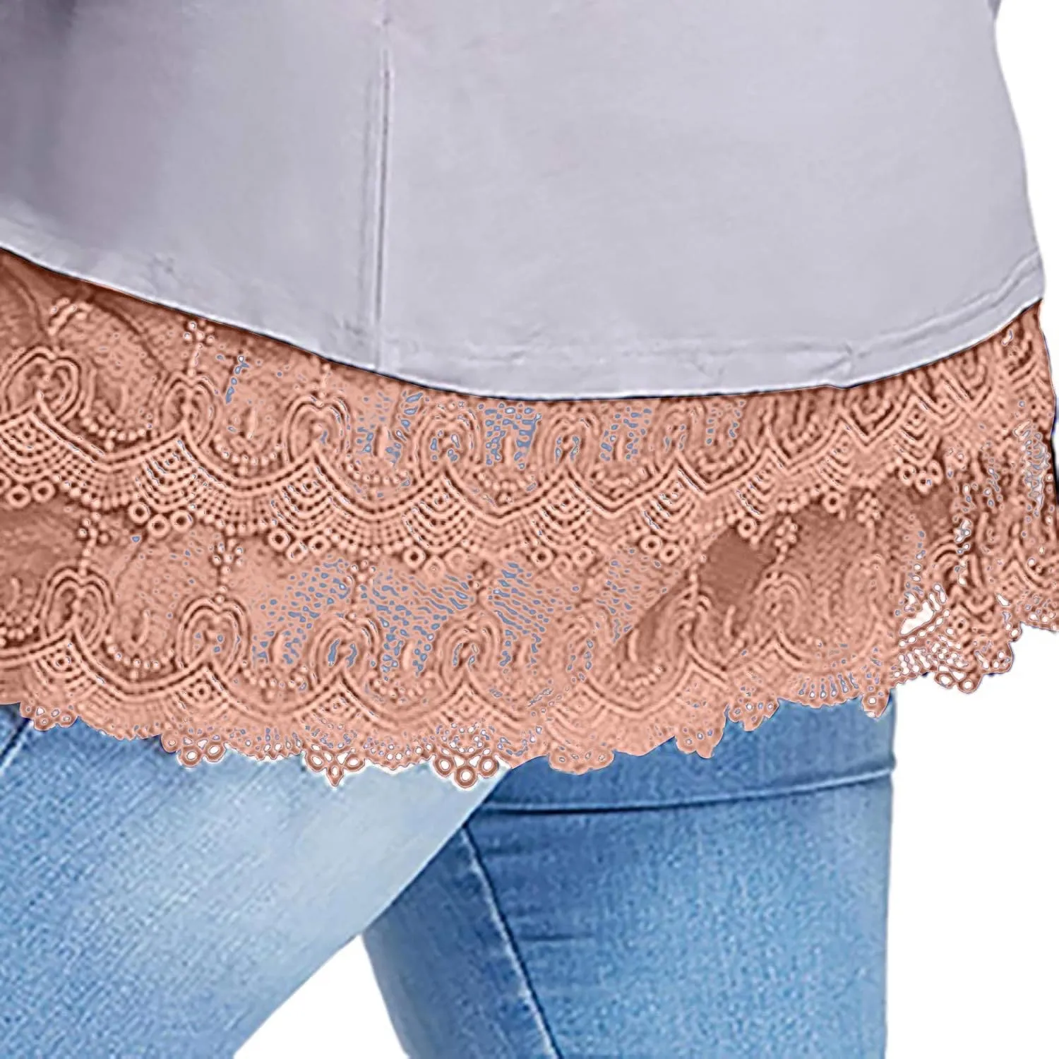Womens Lace Shirt Extender Plus Size Lace Underskirt Layering Fake Top Lower Sweep Skirt Fake Hemline Mini Skirt