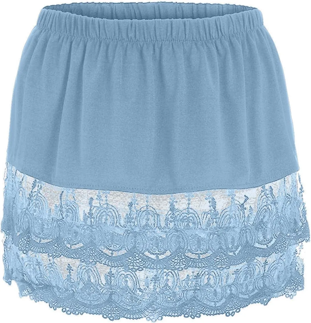 Womens Lace Shirt Extender Plus Size Lace Underskirt Layering Fake Top Lower Sweep Skirt Fake Hemline Mini Skirt