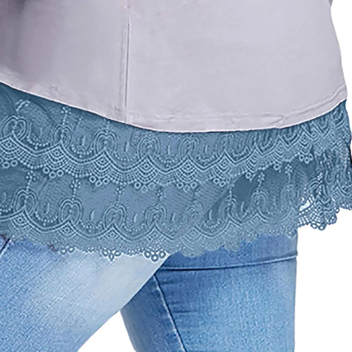 Womens Lace Shirt Extender Plus Size Lace Underskirt Layering Fake Top Lower Sweep Skirt Fake Hemline Mini Skirt