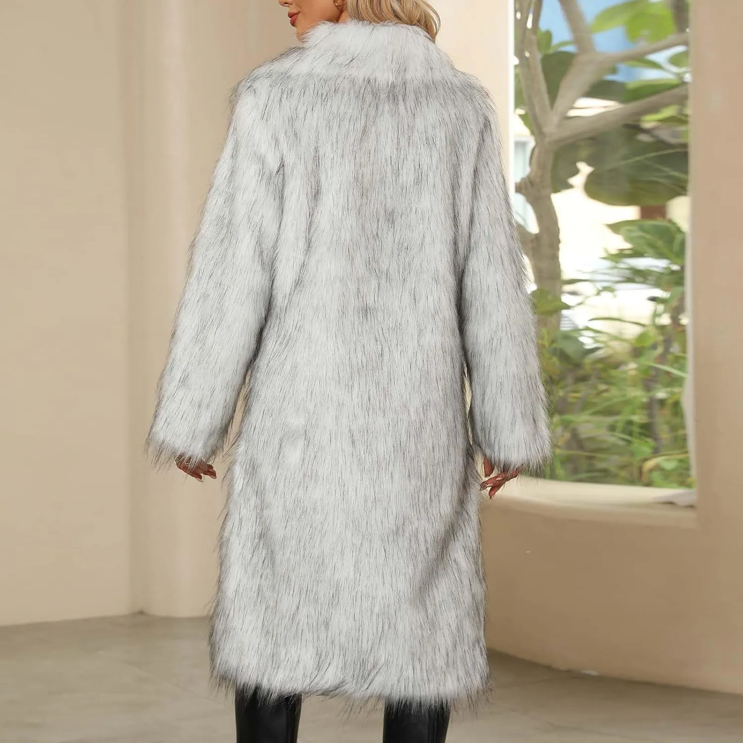Womens Long Faux Fur Coat Oversized Loose Winter Jackets Trendy Luxury Trench Coat 2024 Open Front Lapel Outerwear