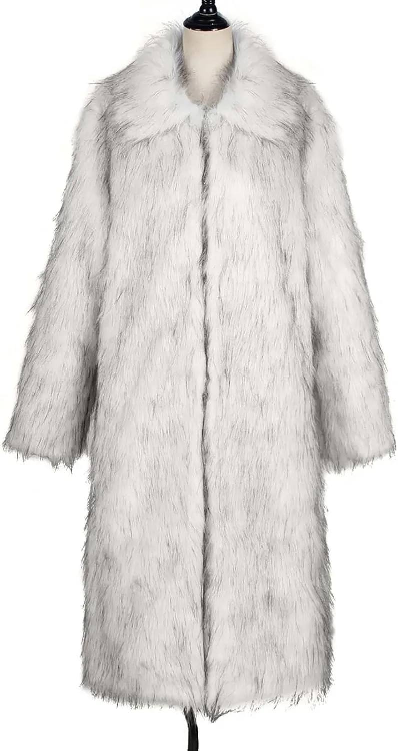 Womens Long Faux Fur Coat Oversized Loose Winter Jackets Trendy Luxury Trench Coat 2024 Open Front Lapel Outerwear