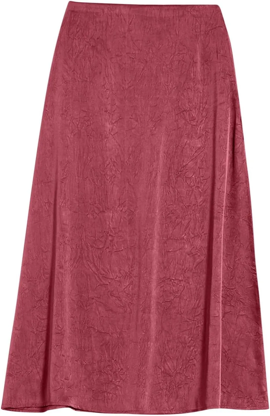 Women's Satin Casual Midi Skirt, Solid Color High Waisted Basic A-Line Skirts Lightweight Comfy Flowy Clothes