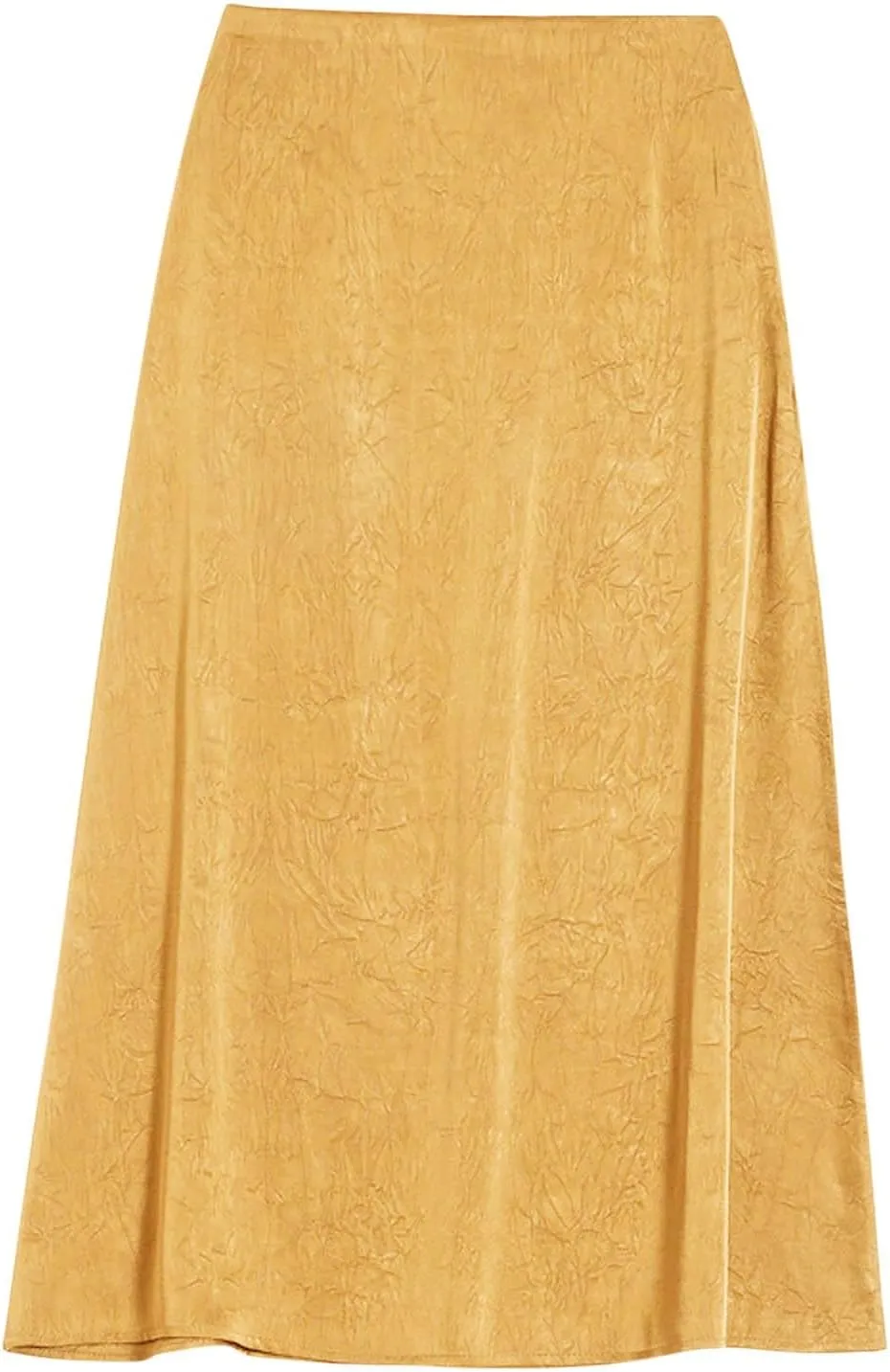 Women's Satin Casual Midi Skirt, Solid Color High Waisted Basic A-Line Skirts Lightweight Comfy Flowy Clothes