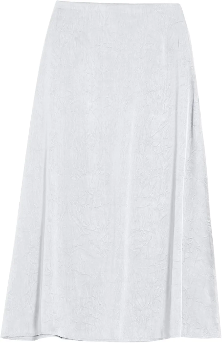Women's Satin Casual Midi Skirt, Solid Color High Waisted Basic A-Line Skirts Lightweight Comfy Flowy Clothes