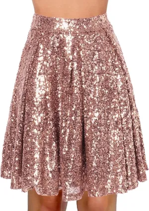 Women's Sequin Skirt Sparkle Stretchy Birthday Cake Skirt Puffy Skirt Mini Skirts with Belt Club Night Silver