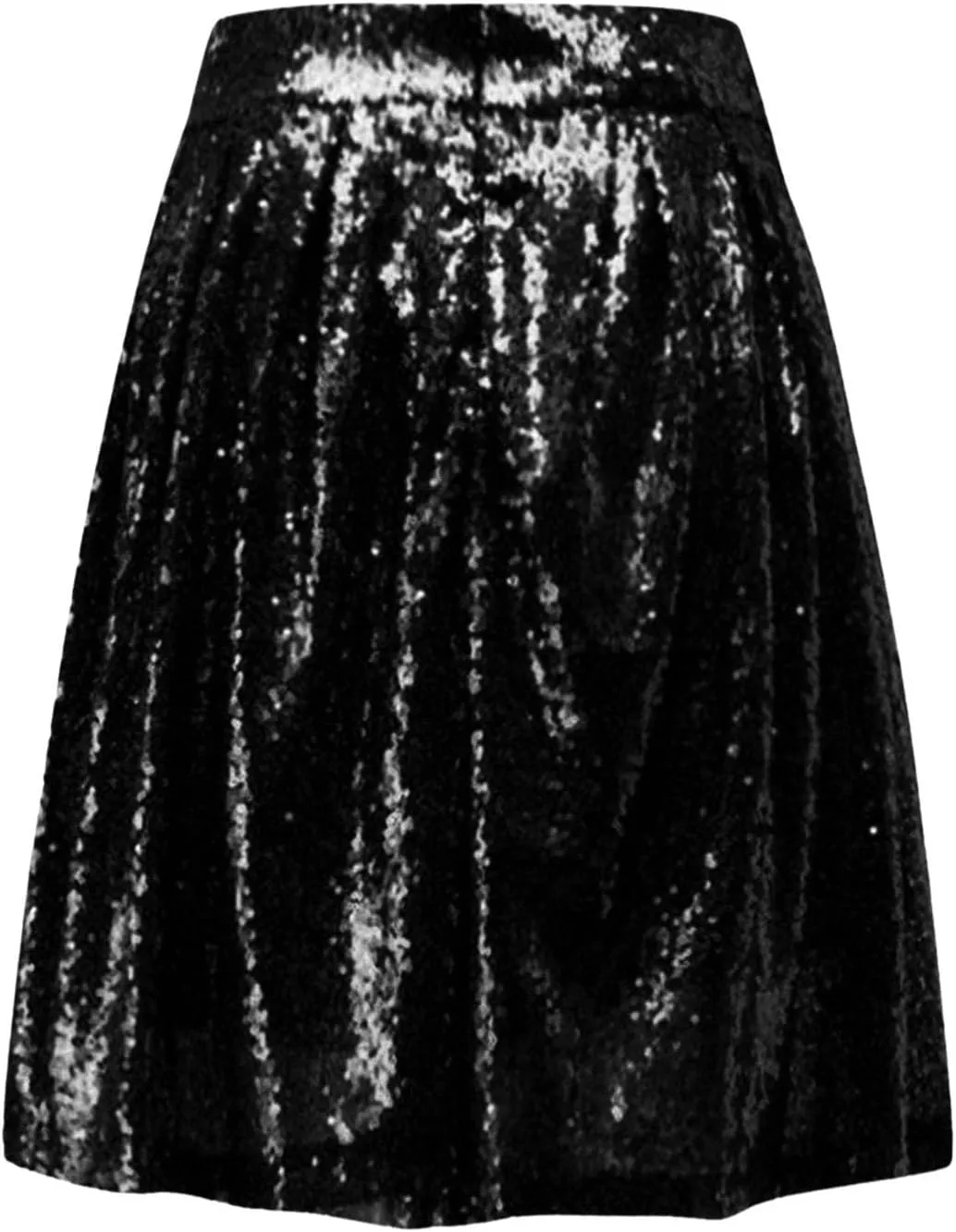 Women's Sequin Skirt Sparkle Stretchy Birthday Cake Skirt Puffy Skirt Mini Skirts with Belt Club Night Silver