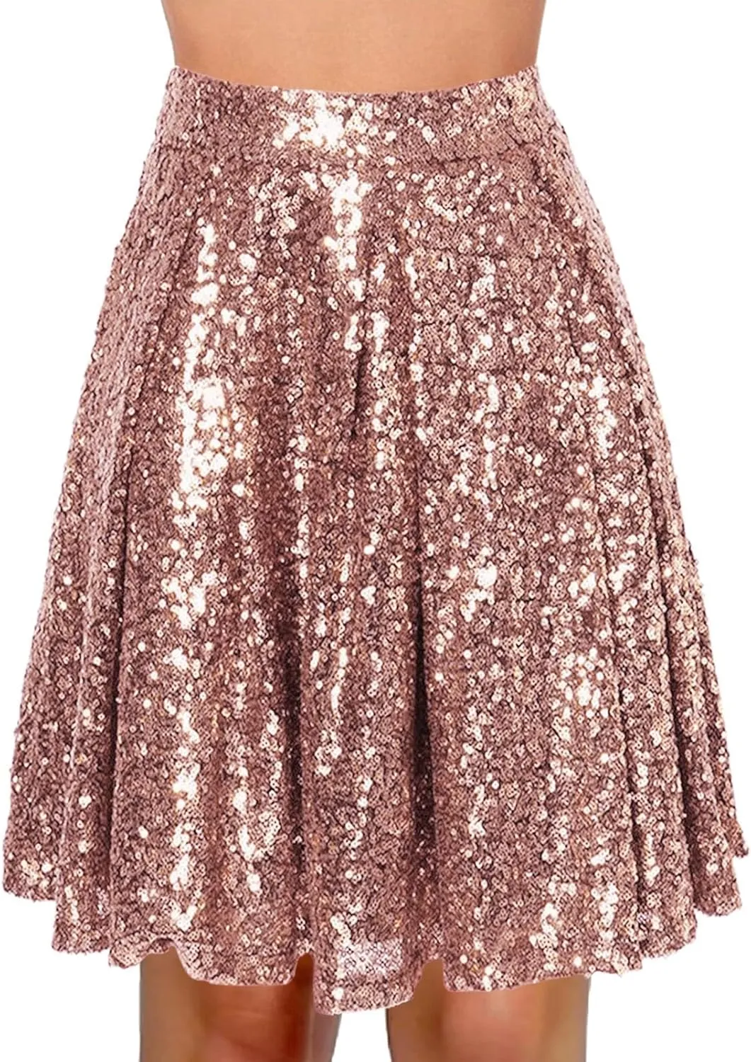 Women's Sequin Skirt Sparkle Stretchy Birthday Cake Skirt Puffy Skirt Mini Skirts with Belt Club Night Silver