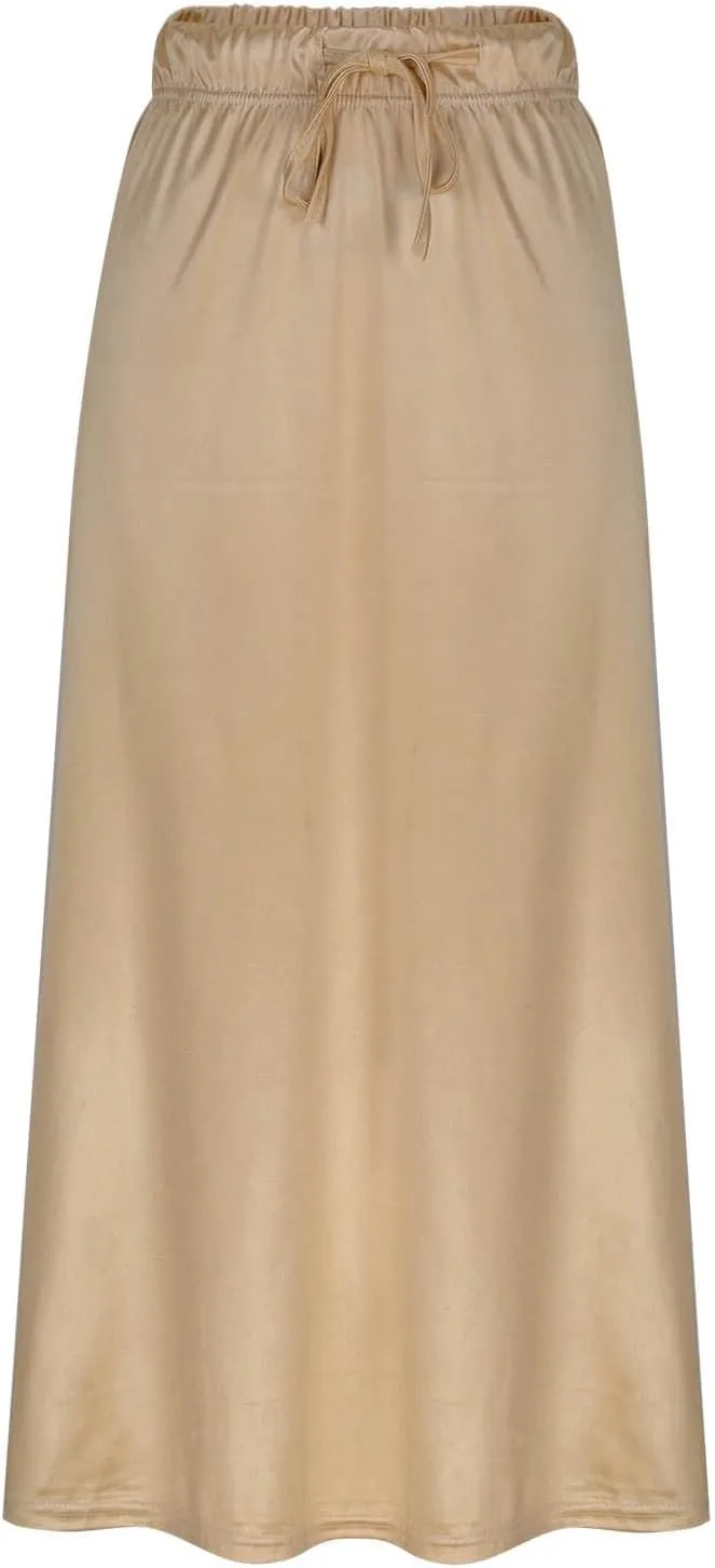 Women's Silk Satin Long Skirt, High Waisted Tie Drawstring A-Line Skirts Summer Going Out Casual Trendy Clothes