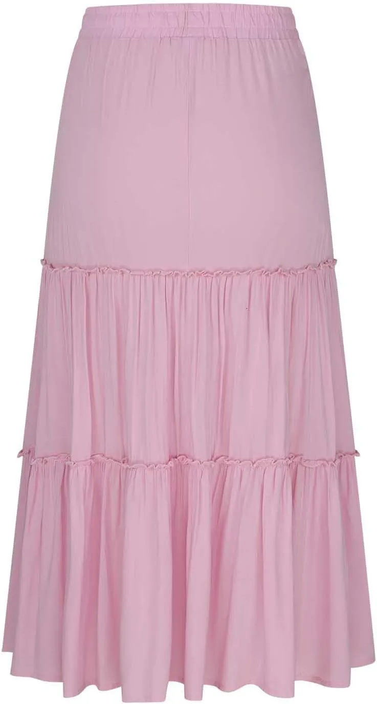 Women's Skirts Beach Vacation Tiered Ruffle Swing A Line Skirts Elastic Waist Drawstring Summer Flowy Maxi Skirt