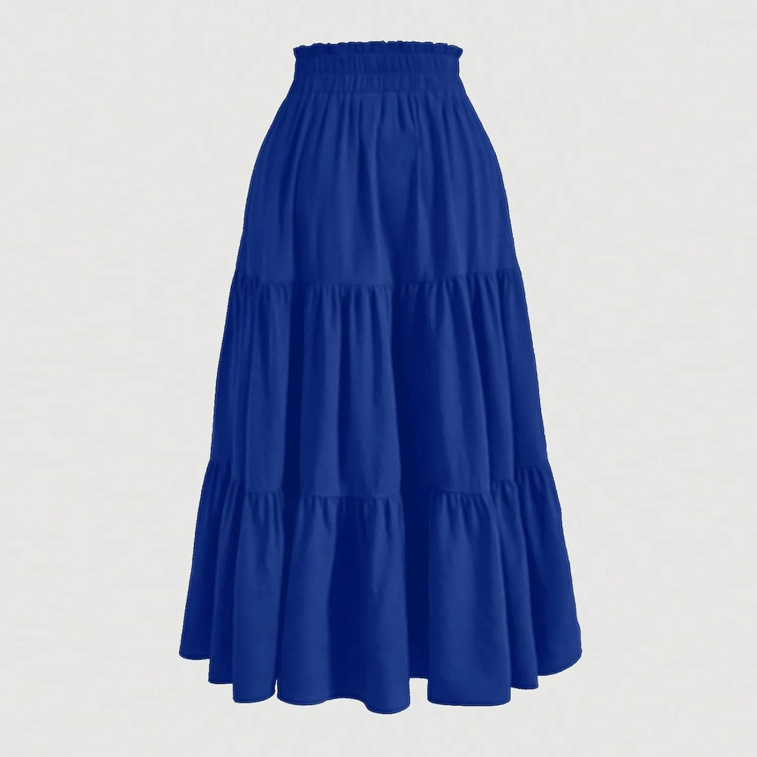 Womens Skirts Midi Length Floral Tiered Skirt Drawstring Summer Pleated Flowy Vacation A Line Skirt with Pockets