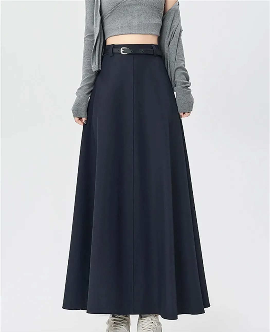 Womens Slim Fit Casual Pleated Long Skirt Office Ladies Elegant Business A-Line Bodycon Skirts