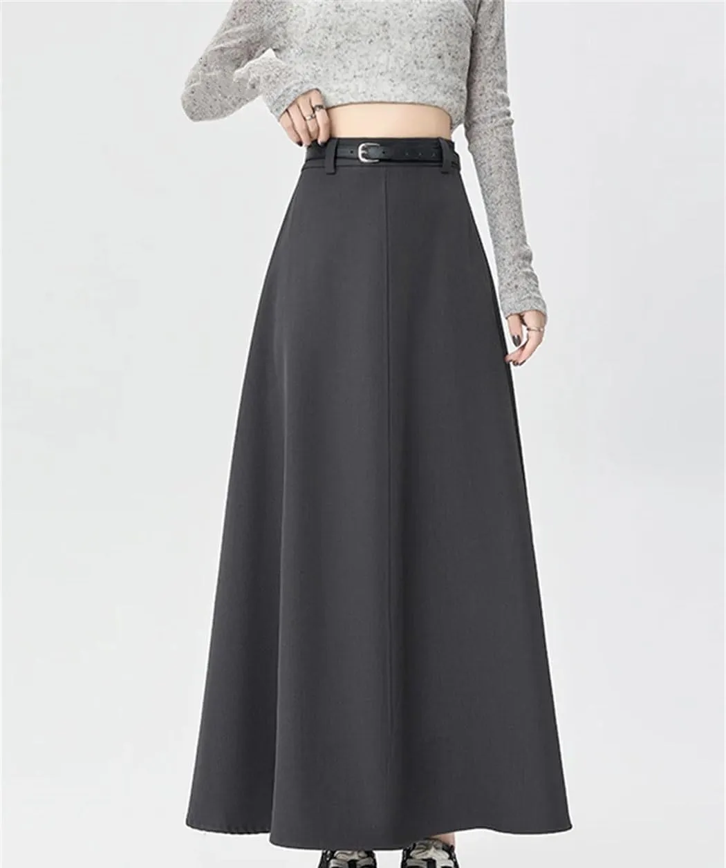Womens Slim Fit Casual Pleated Long Skirt Office Ladies Elegant Business A-Line Bodycon Skirts