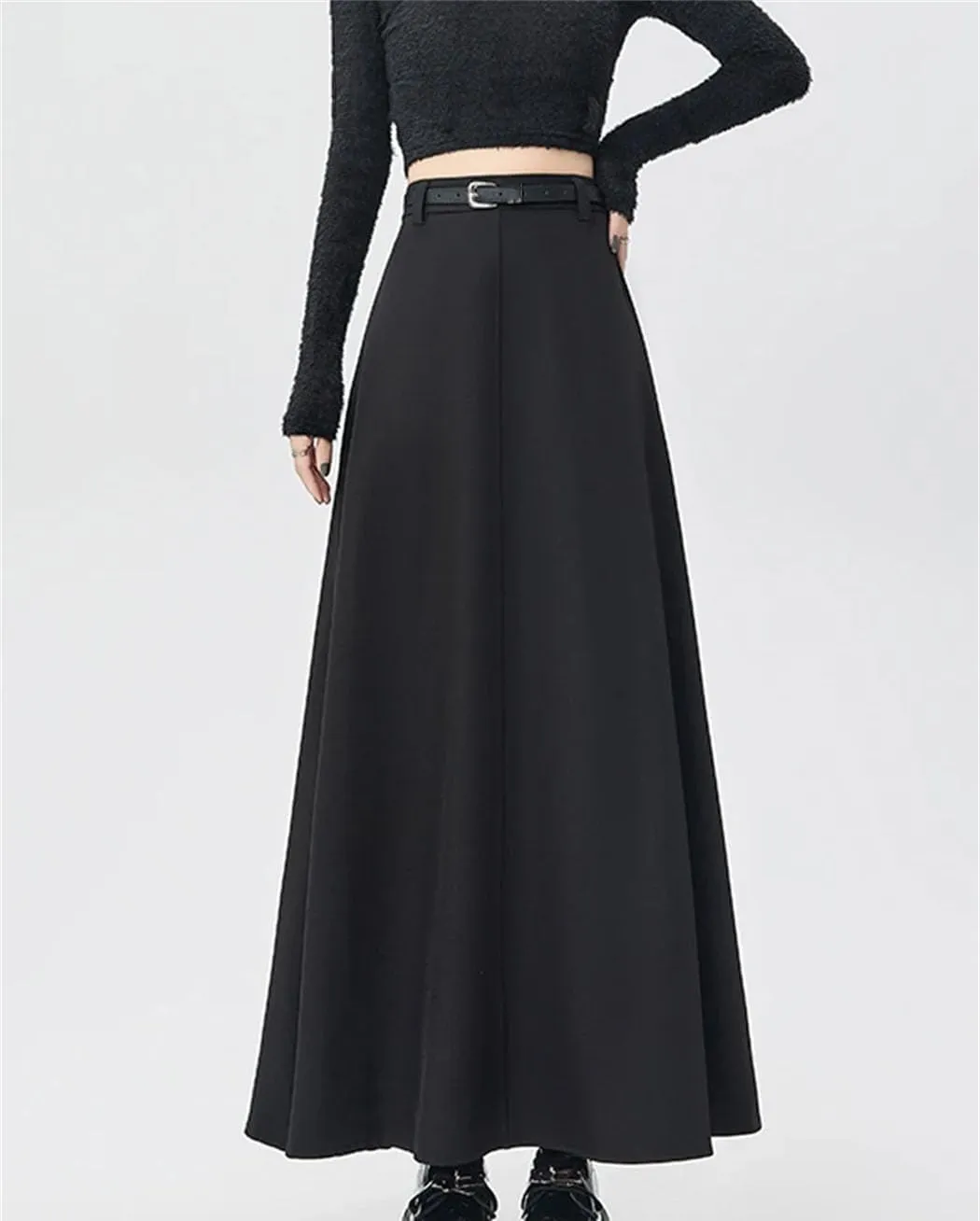 Womens Slim Fit Casual Pleated Long Skirt Office Ladies Elegant Business A-Line Bodycon Skirts