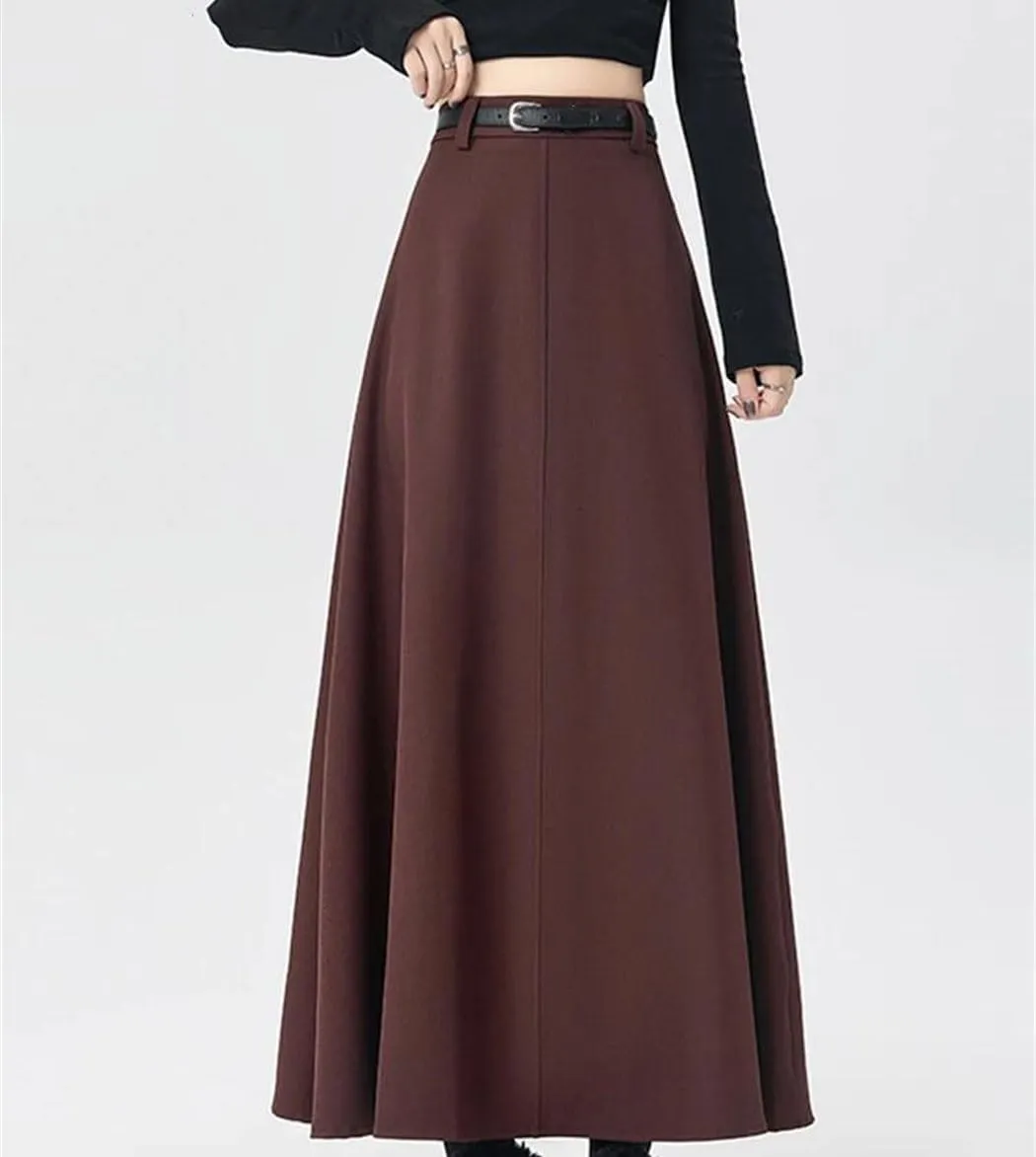 Womens Slim Fit Casual Pleated Long Skirt Office Ladies Elegant Business A-Line Bodycon Skirts