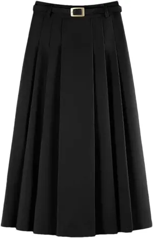 Women's Solid Pleated Long Skirt Spring Autumn Fashion High Waist Slim A-Line Skirts