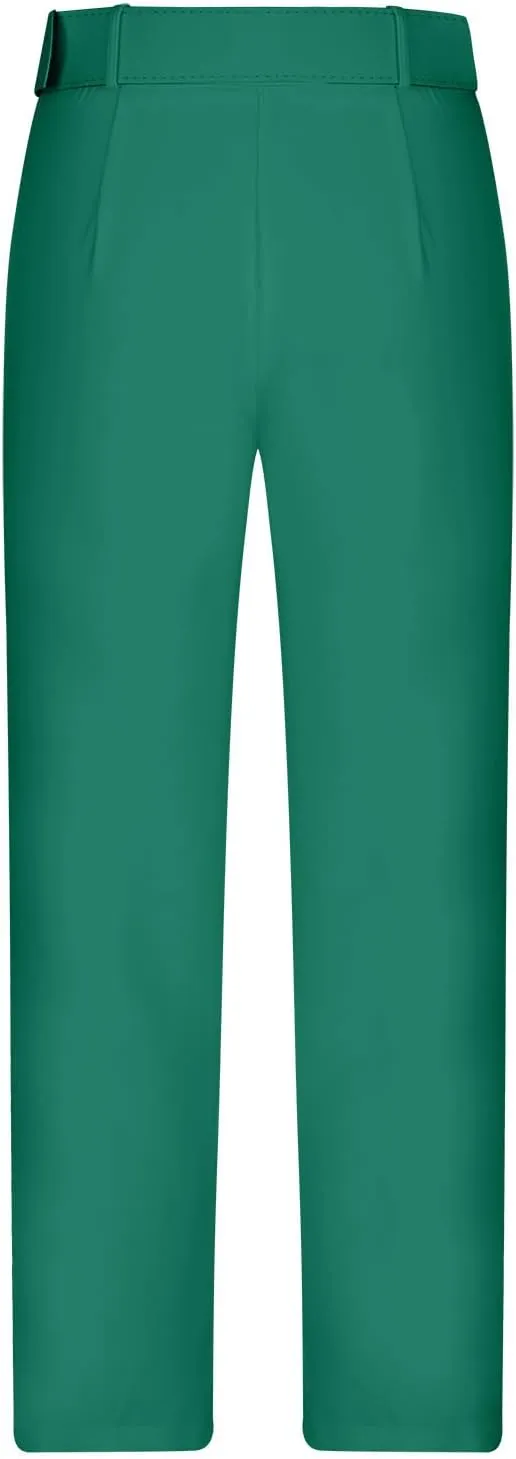 Womens Suit Pants Casual Stretch Loose Fit Straight Belted Waisted Business Suit Pants Fashion Work Office Trousers