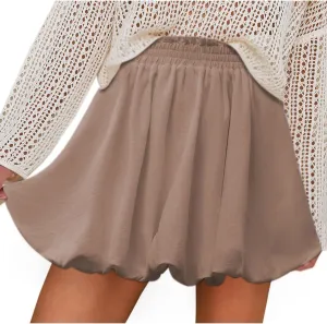 Women's Summer Casual Mini Skirt, Elastic Waist Ruched Bubble Skirts Comfy Breathable Boho Trendy Clothes