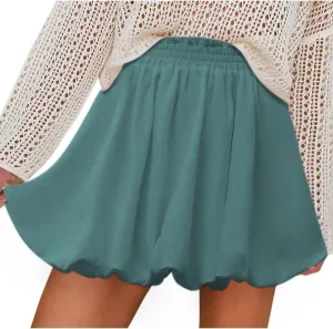 Women's Summer Casual Mini Skirt, Elastic Waist Ruched Bubble Skirts Comfy Breathable Boho Trendy Clothes