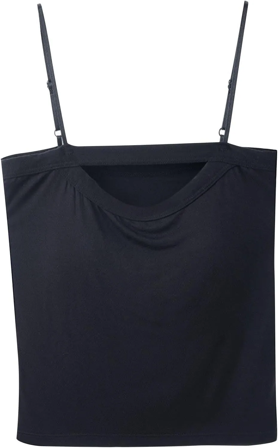 Women's Summer Crop Camisole Tops Built in Bra, Sleeveless Spaghetti Strap Cool Casual Shirts Basic Cami