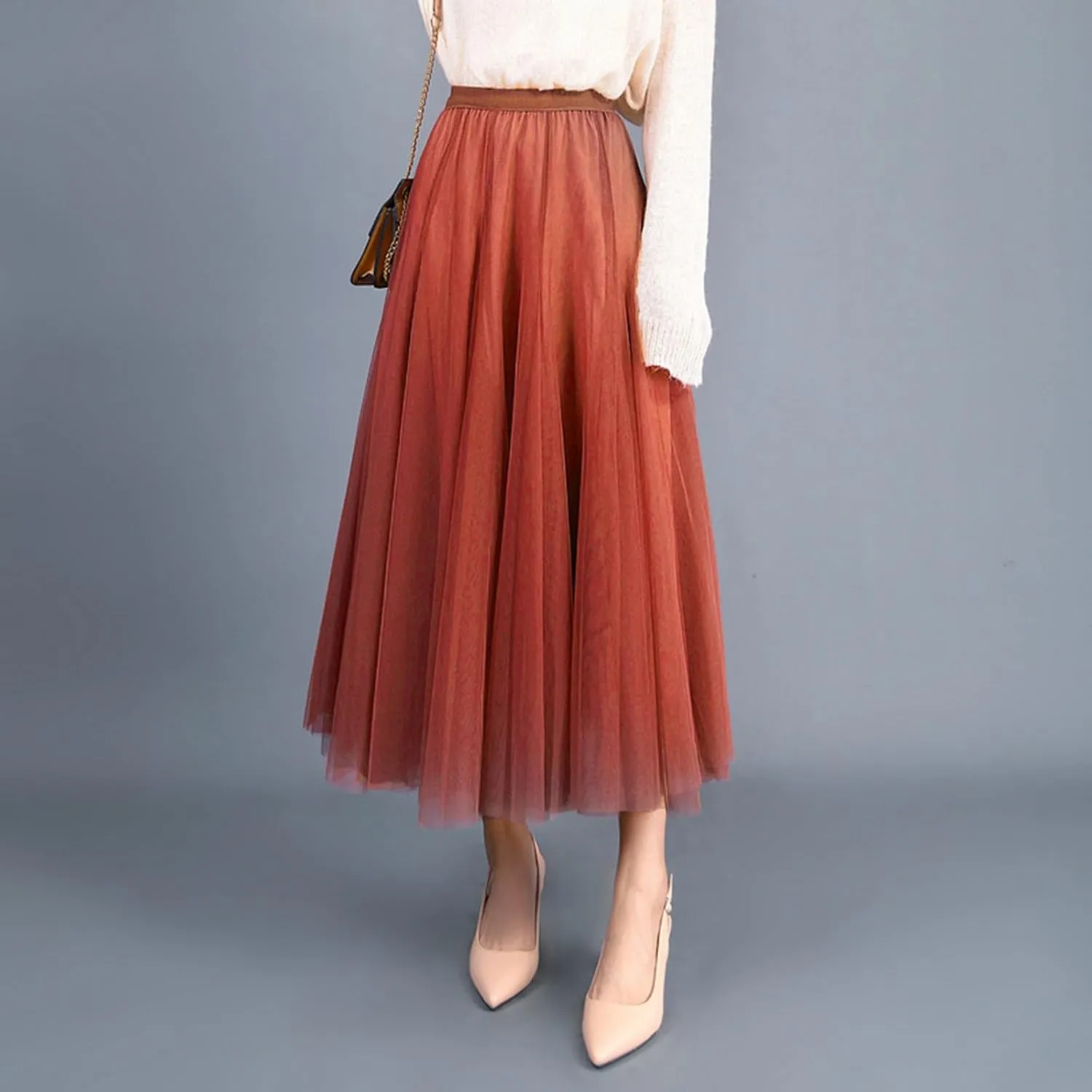 Women's Summer Elastic Waist Bohemian Print Beach Outfits High Waist Casual Maxi Skirt A-Line Tiered Long Skirt