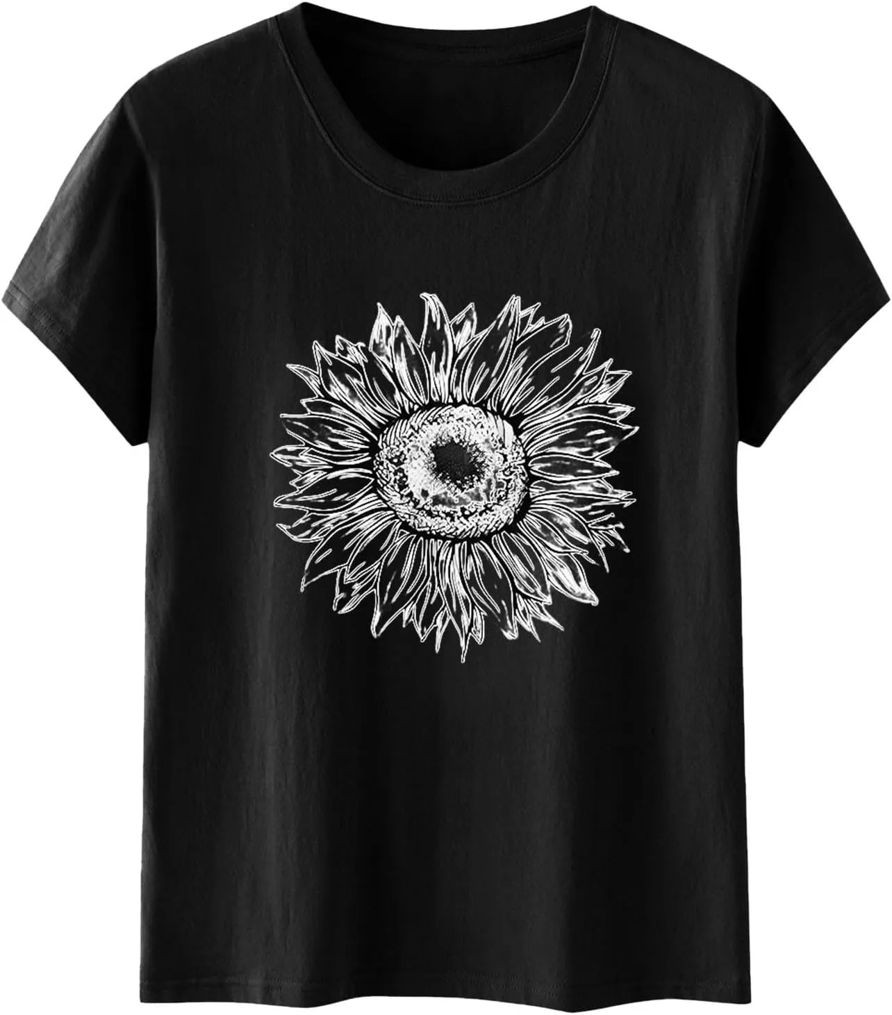Womens Summer Short Sleeve Tops Vintage Floral Crew Neck Loose Fit Tees Casual Summer Basic Tunic Top Trendy 2025