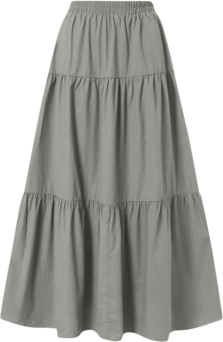 Womens Summer Skirt Beach Maxi Skirt Drawstring High Waisted Pleated Tiered A Line Skirts Trendy Long Flowy Skirts