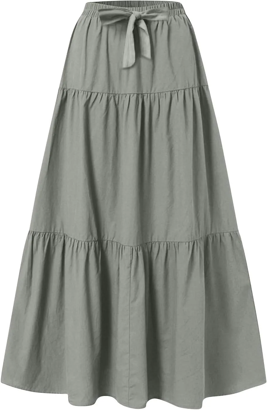 Womens Summer Skirt Beach Maxi Skirt Drawstring High Waisted Pleated Tiered A Line Skirts Trendy Long Flowy Skirts