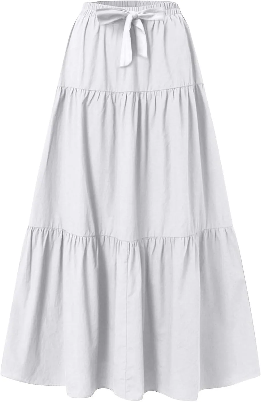 Womens Summer Skirt Beach Maxi Skirt Drawstring High Waisted Pleated Tiered A Line Skirts Trendy Long Flowy Skirts