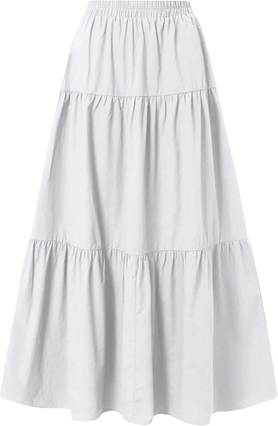 Womens Summer Skirt Beach Maxi Skirt Drawstring High Waisted Pleated Tiered A Line Skirts Trendy Long Flowy Skirts