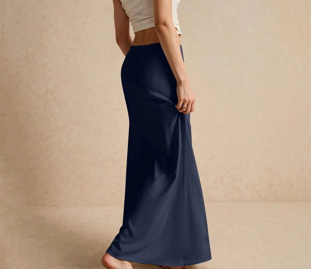 Women's Summer Vacation Beach Maxi Skirt Drawstring Low Waist A Line Casual Bodycon Skirts