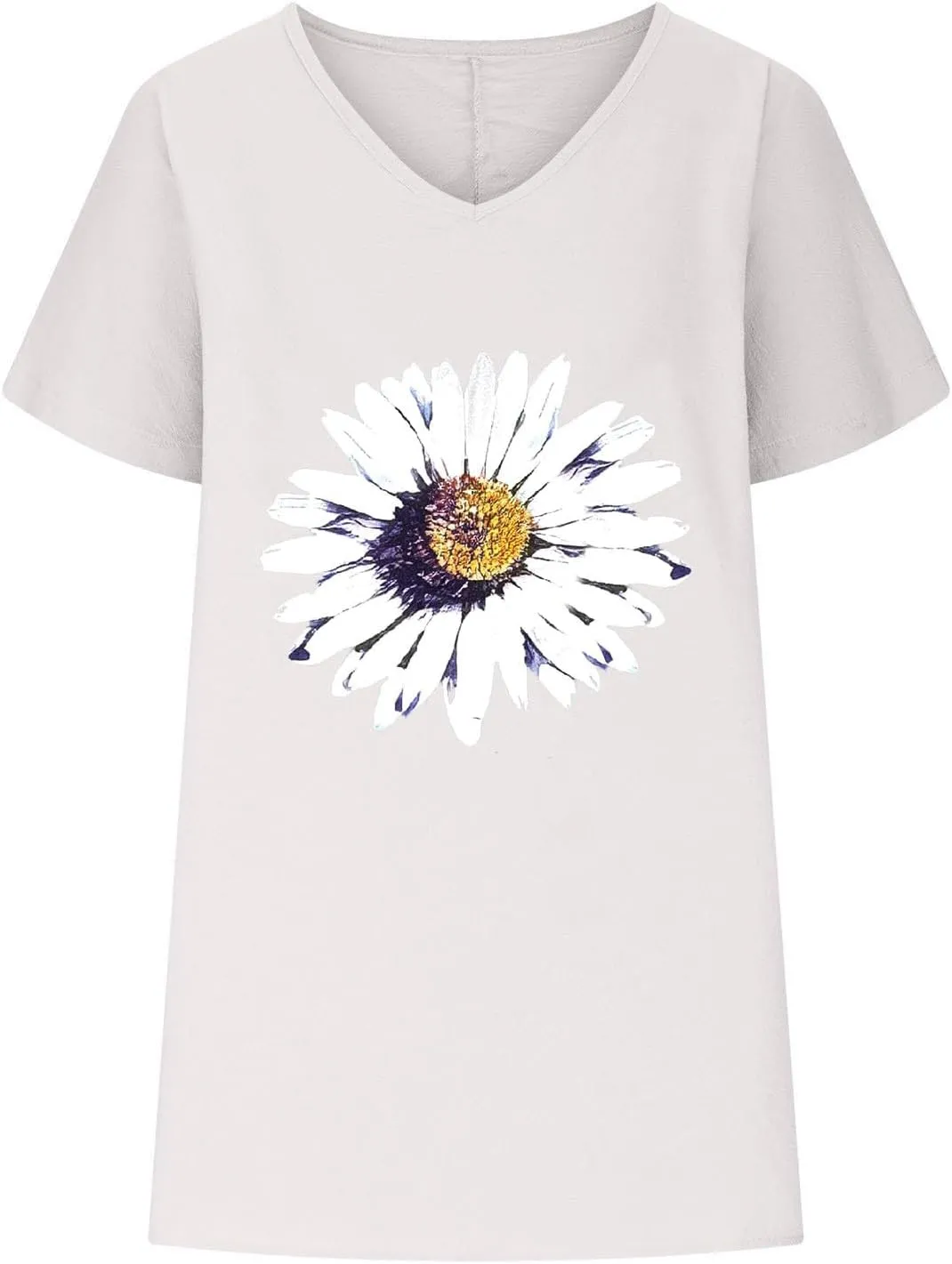 Women's Sunflower Gauze Tops 2024 Cotton Linen Summer Blouse Shirt Short Sleeve Tunic Tshirt Trendy Causal Clothing
