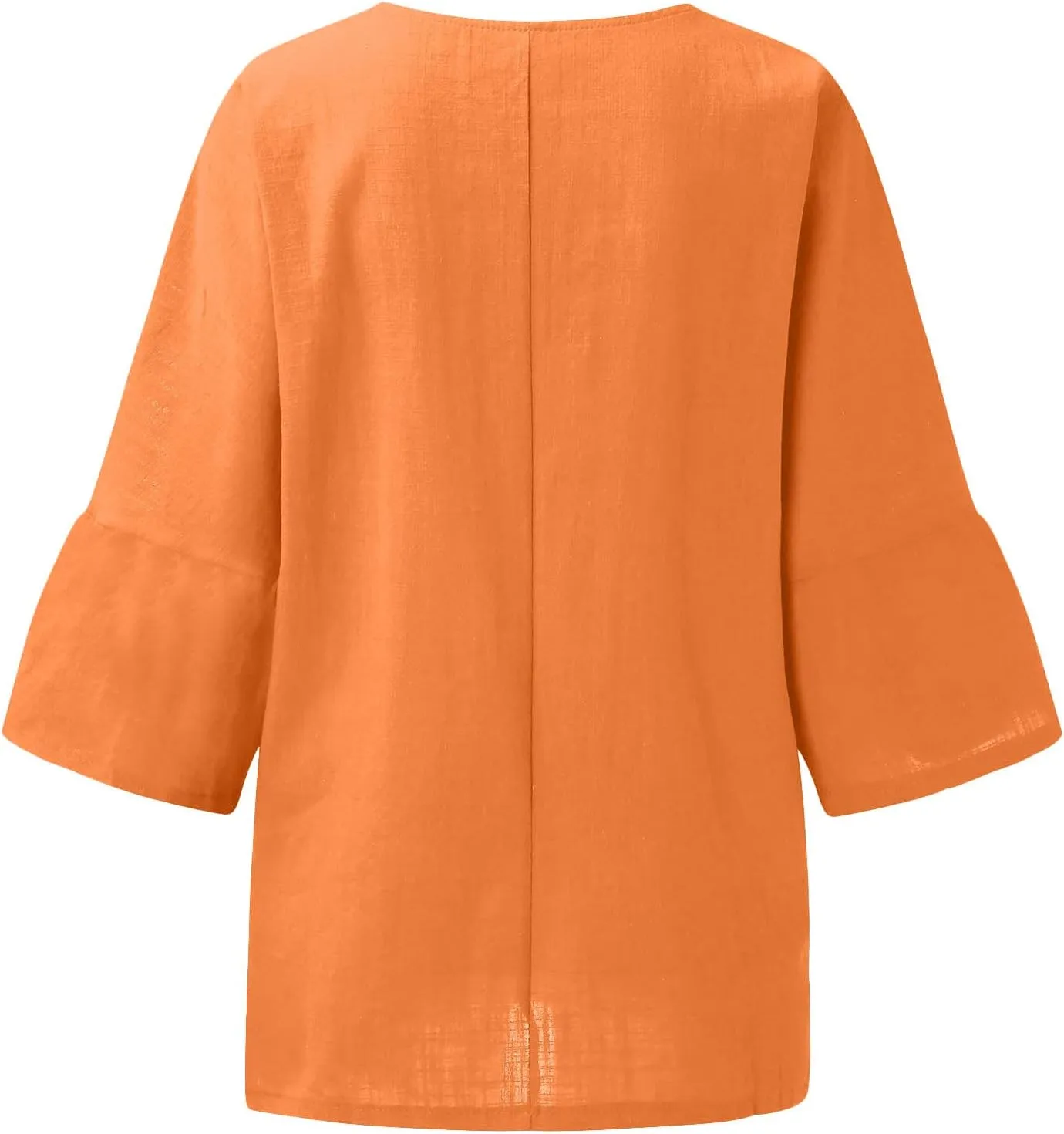 Womens Tops Casual Cotton Linen Tees Cropped Sleeve Shirts Spring Summer Fashion Clothing Solid Crewneck Tshirt
