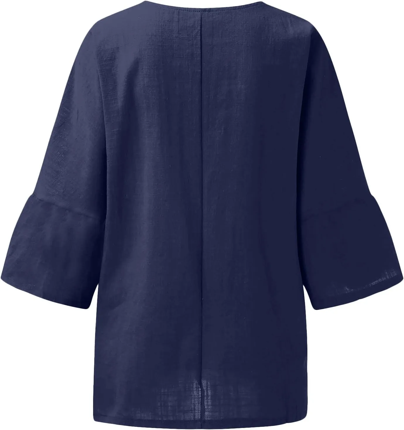 Womens Tops Casual Cotton Linen Tees Cropped Sleeve Shirts Spring Summer Fashion Clothing Solid Crewneck Tshirt