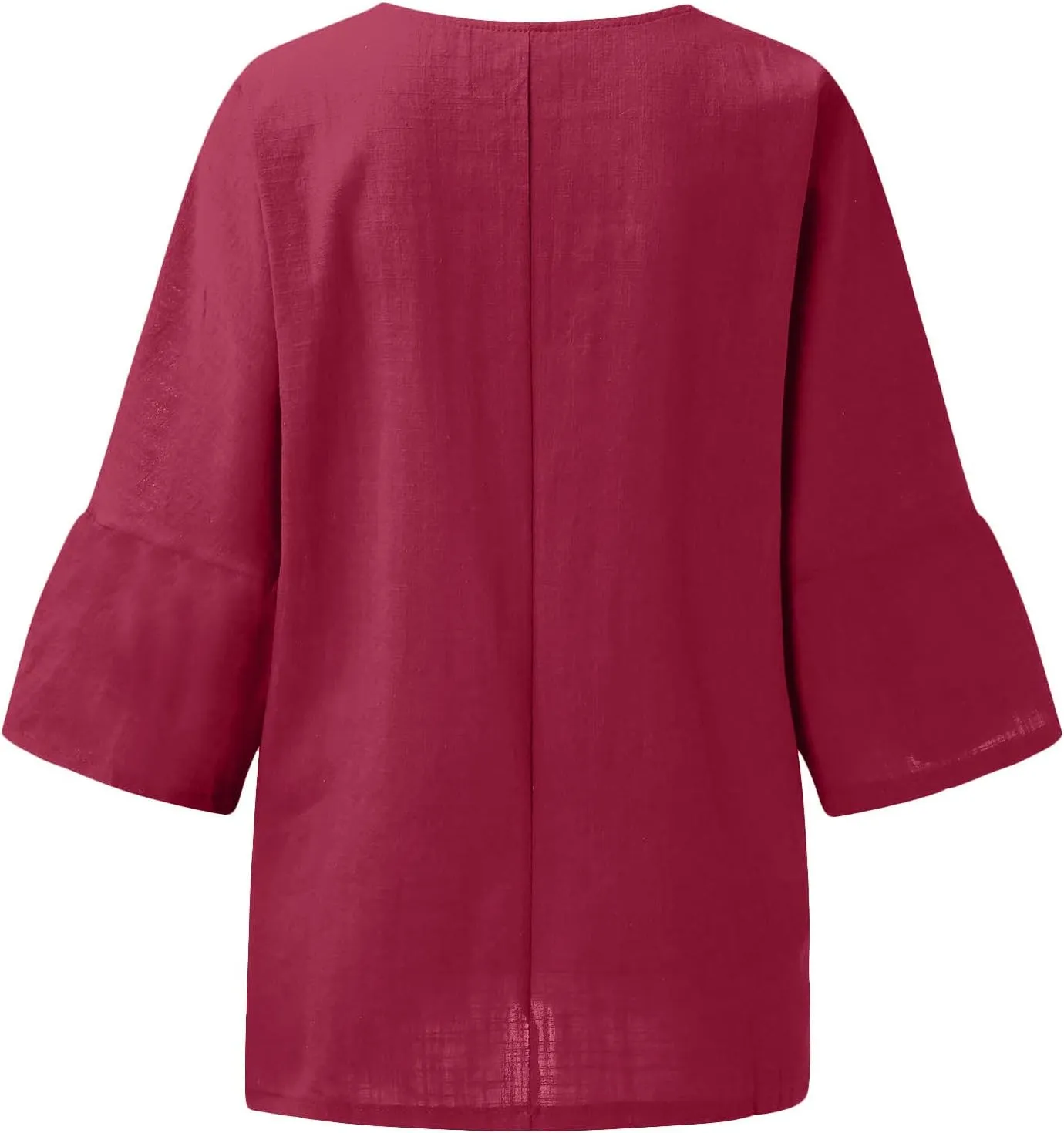 Womens Tops Casual Cotton Linen Tees Cropped Sleeve Shirts Spring Summer Fashion Clothing Solid Crewneck Tshirt