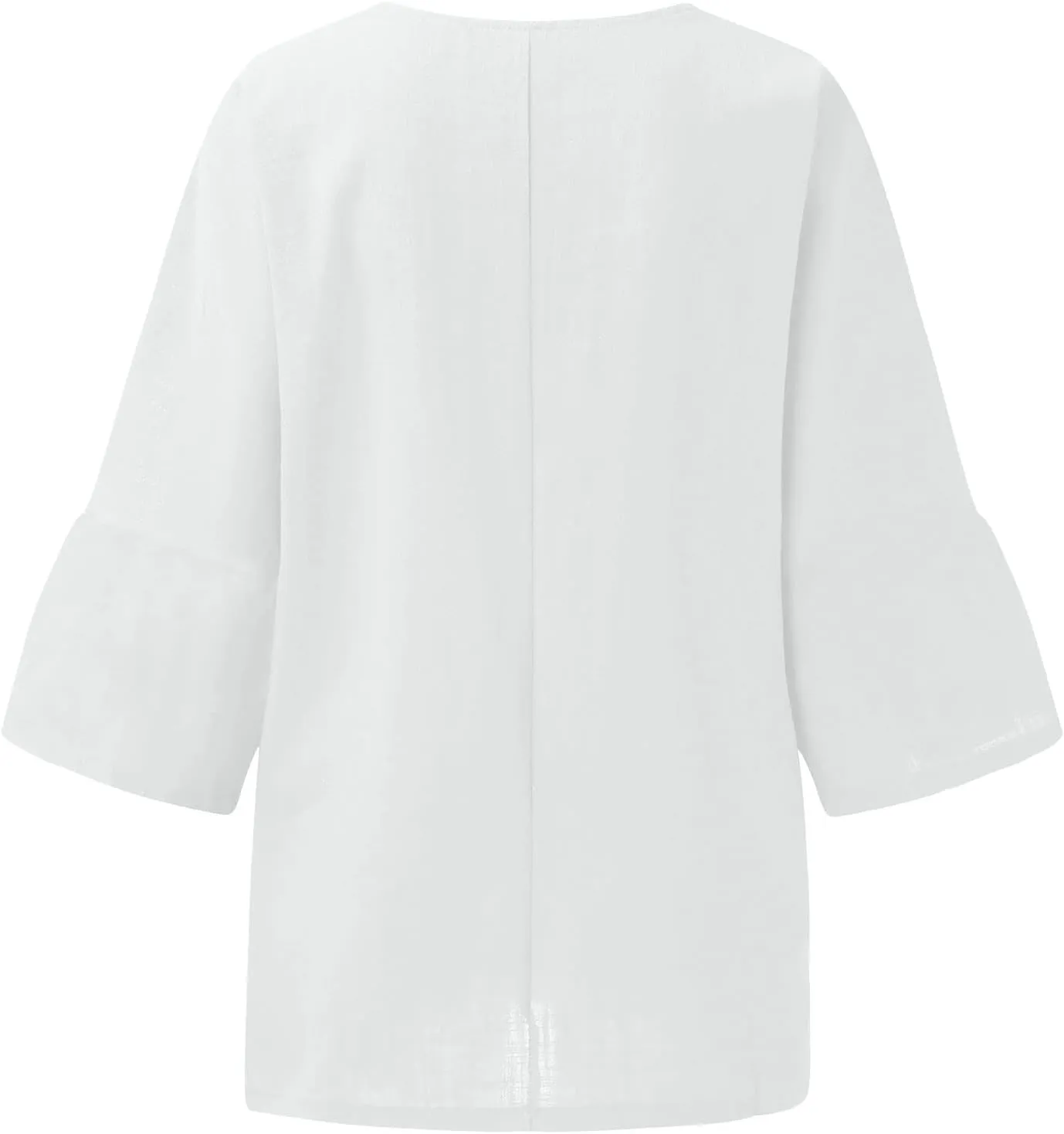 Womens Tops Casual Cotton Linen Tees Cropped Sleeve Shirts Spring Summer Fashion Clothing Solid Crewneck Tshirt