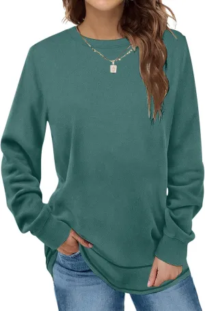 Womens Tops Ladies Tunics Casual Shirts Long Sleeve Pullover Blouses Crewneck Fleece Fashion Clothing Sweatshirts
