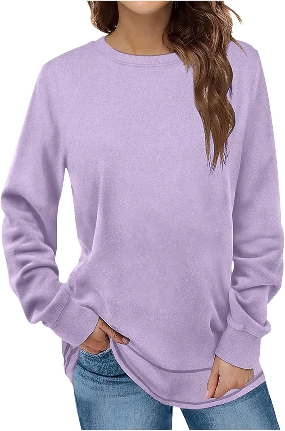 Womens Tops Ladies Tunics Casual Shirts Long Sleeve Pullover Blouses Crewneck Fleece Fashion Clothing Sweatshirts
