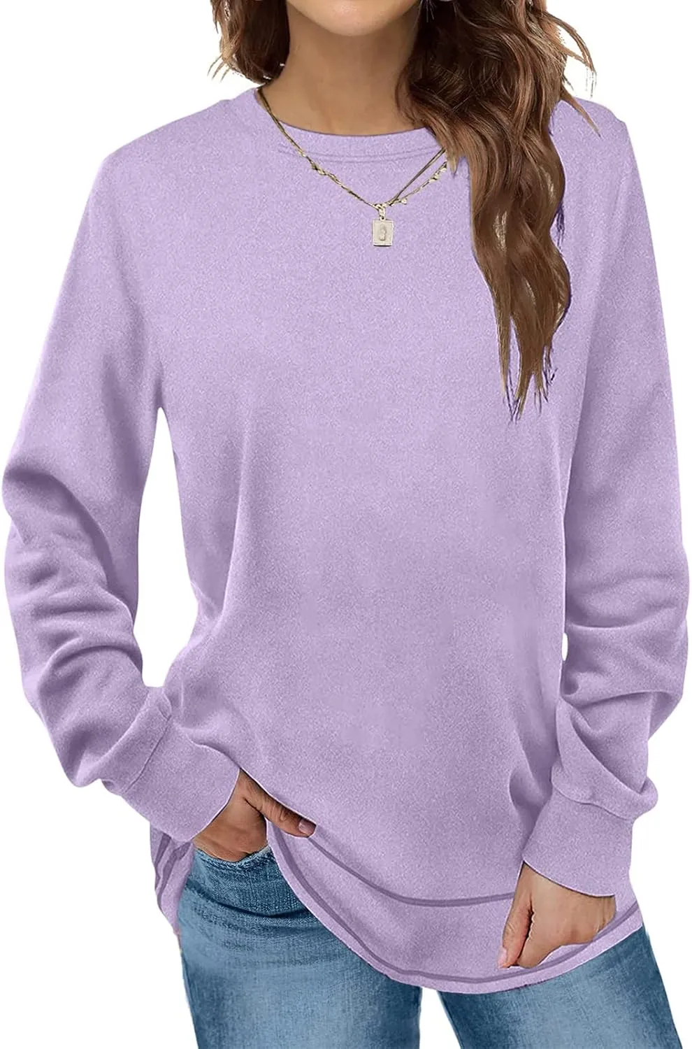 Womens Tops Ladies Tunics Casual Shirts Long Sleeve Pullover Blouses Crewneck Fleece Fashion Clothing Sweatshirts