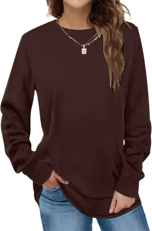 Womens Tops Ladies Tunics Casual Shirts Long Sleeve Pullover Blouses Crewneck Fleece Fashion Clothing Sweatshirts