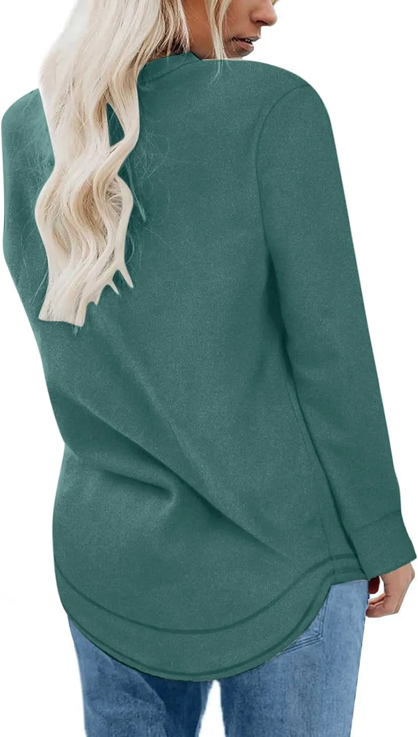 Womens Tops Ladies Tunics Casual Shirts Long Sleeve Pullover Blouses Crewneck Fleece Fashion Clothing Sweatshirts