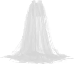 Women's Tulle Tutu Long Skirts Wedding Party Cocktail Prom Skirts Bandage Mesh Maxi Overskirt Overlay Long Bridal Dress