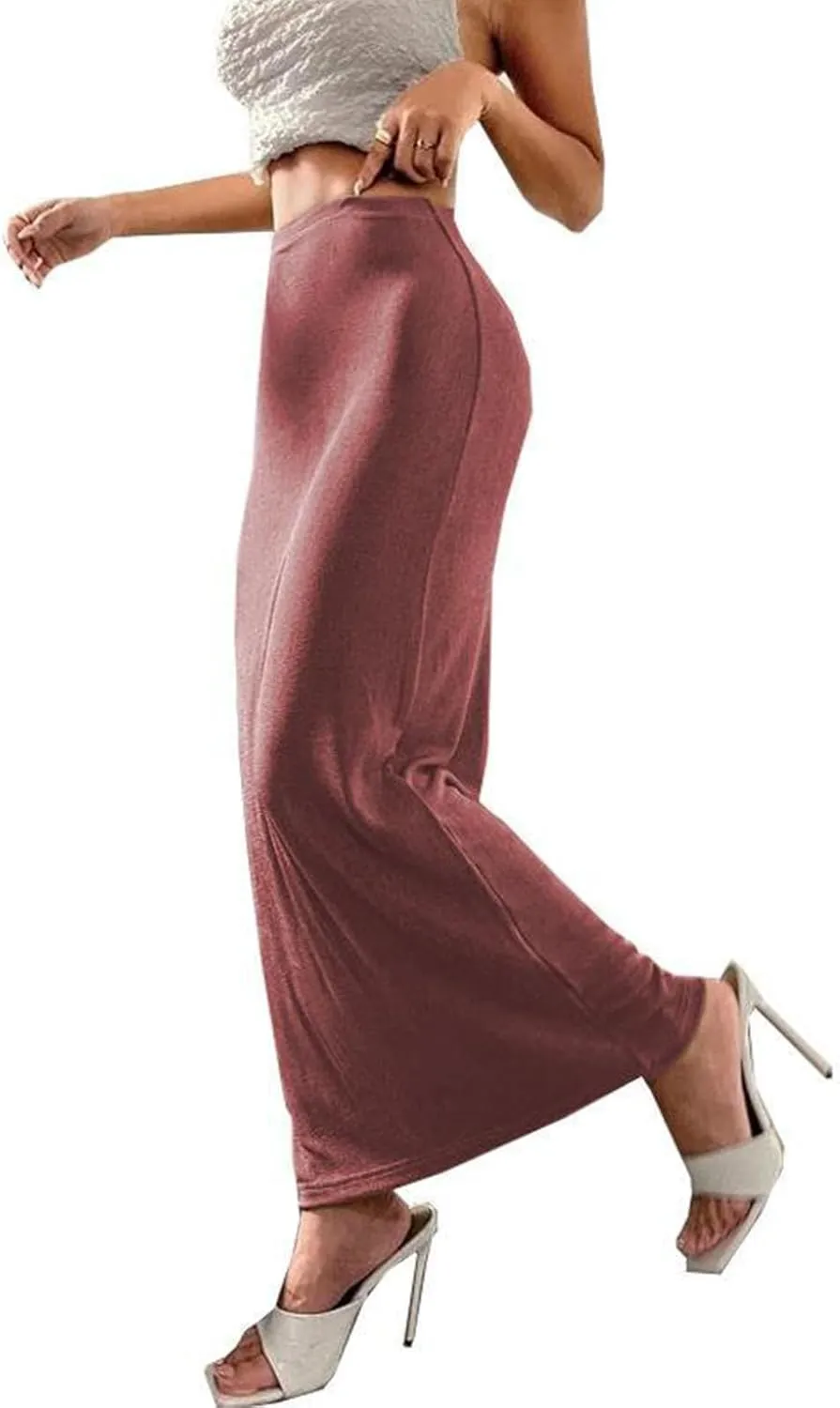 Womens Vintage Elastic High Waist Velvet Skirt Dressy Elegant Cocktail Wedding Evening Party Maxi Bodycon Skirts