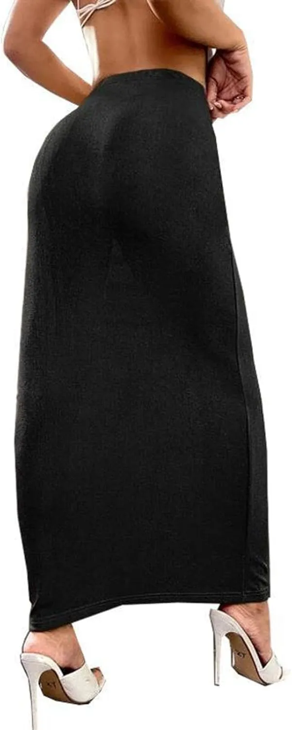 Womens Vintage Elastic High Waist Velvet Skirt Dressy Elegant Cocktail Wedding Evening Party Maxi Bodycon Skirts
