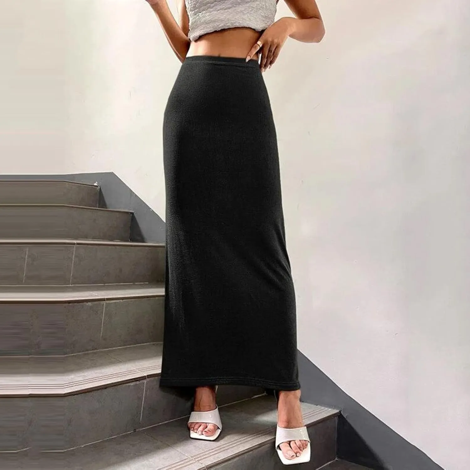 Womens Vintage Elastic High Waist Velvet Skirt Dressy Elegant Cocktail Wedding Evening Party Maxi Bodycon Skirts