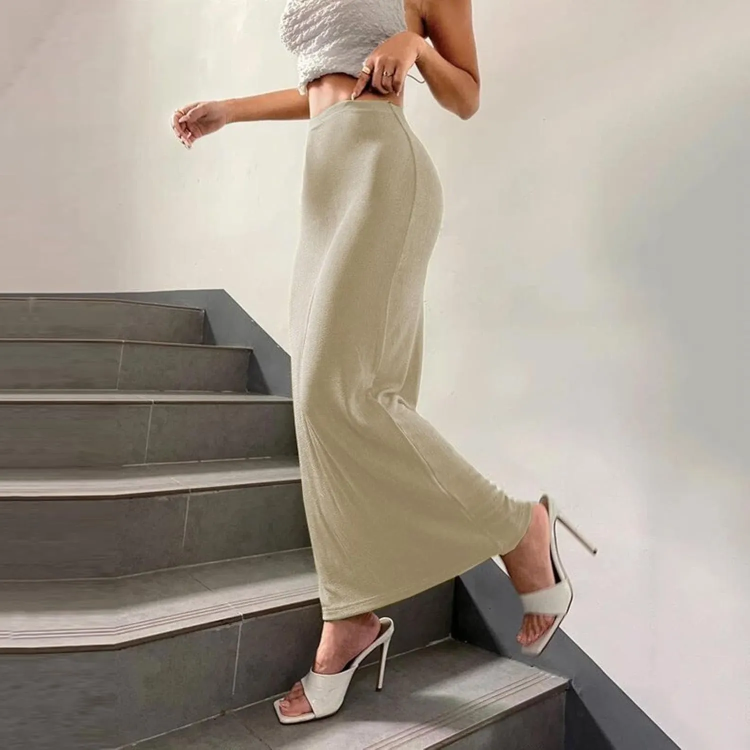 Womens Vintage Elastic High Waist Velvet Skirt Dressy Elegant Cocktail Wedding Evening Party Maxi Bodycon Skirts