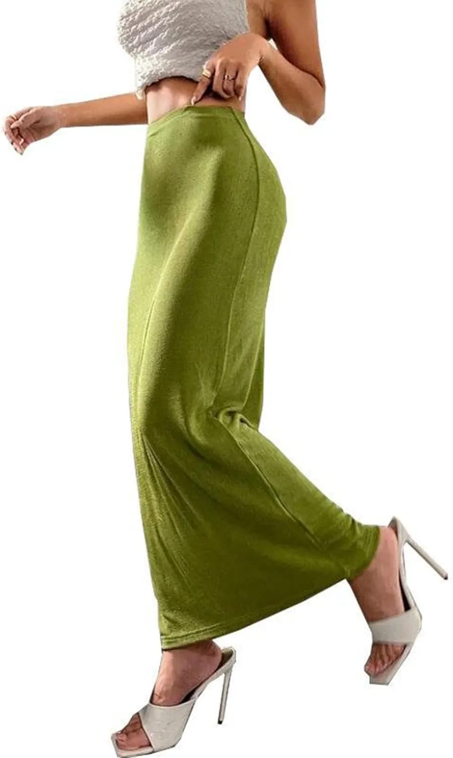 Womens Vintage Elastic High Waist Velvet Skirt Dressy Elegant Cocktail Wedding Evening Party Maxi Bodycon Skirts