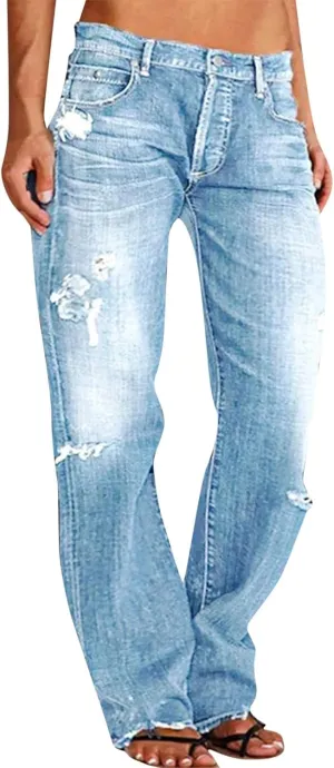 Women's Wedgie Straight Jeans Mid Womens Poket Lace Denim Casual Women's Jeans Trendy Jeans for Women 2024 Women's