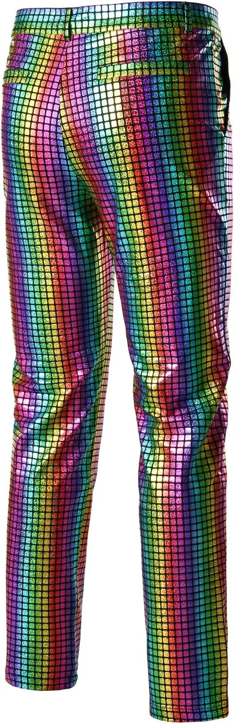 ZEROYAA Mens Night Club Metallic Gold Suit Pants/Straight Leg Trousers