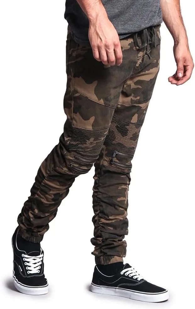 Zipper Knee Biker Twill Jogger Pants