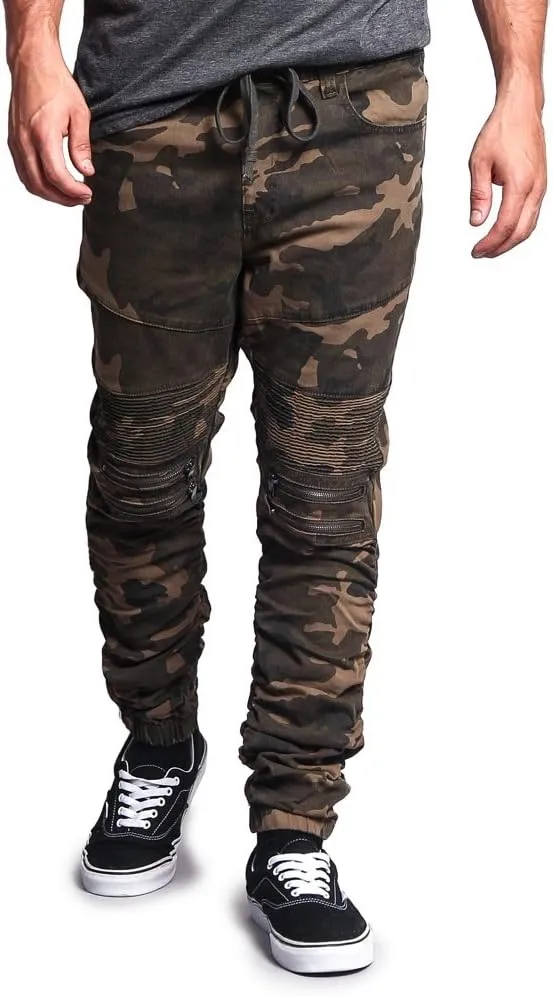 Zipper Knee Biker Twill Jogger Pants